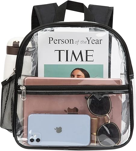 Miniatura 6 de UEASE Bolsa de almuerzo transparente con pequeña mochila transparente aprobada para estadios para el trabajo, universidad, seguridad