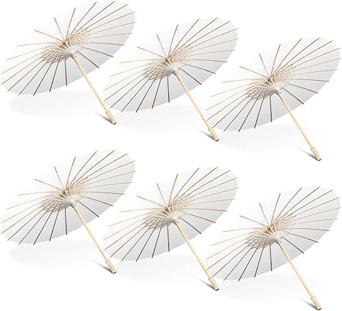 Sanwuta 8 Pcs 23.6 Inch Paper Umbrella Chinese Japanese Handmade Oil Paper Parasol DIY for Wedding Bridal Party Photo Props