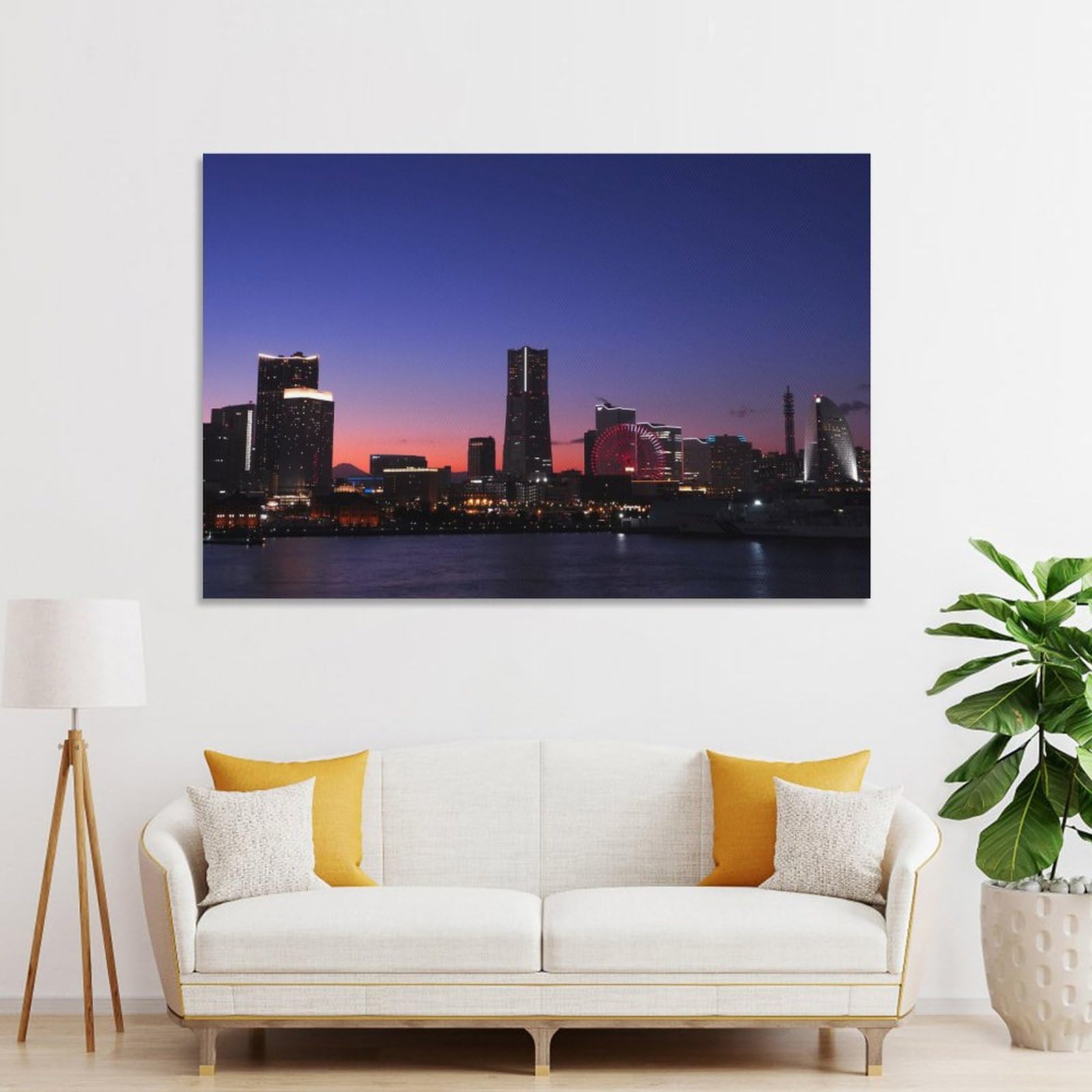 Amazon.co.jp: 絵画 神奈川県 横浜の夜景インテリア 絵画 魅力的な都市