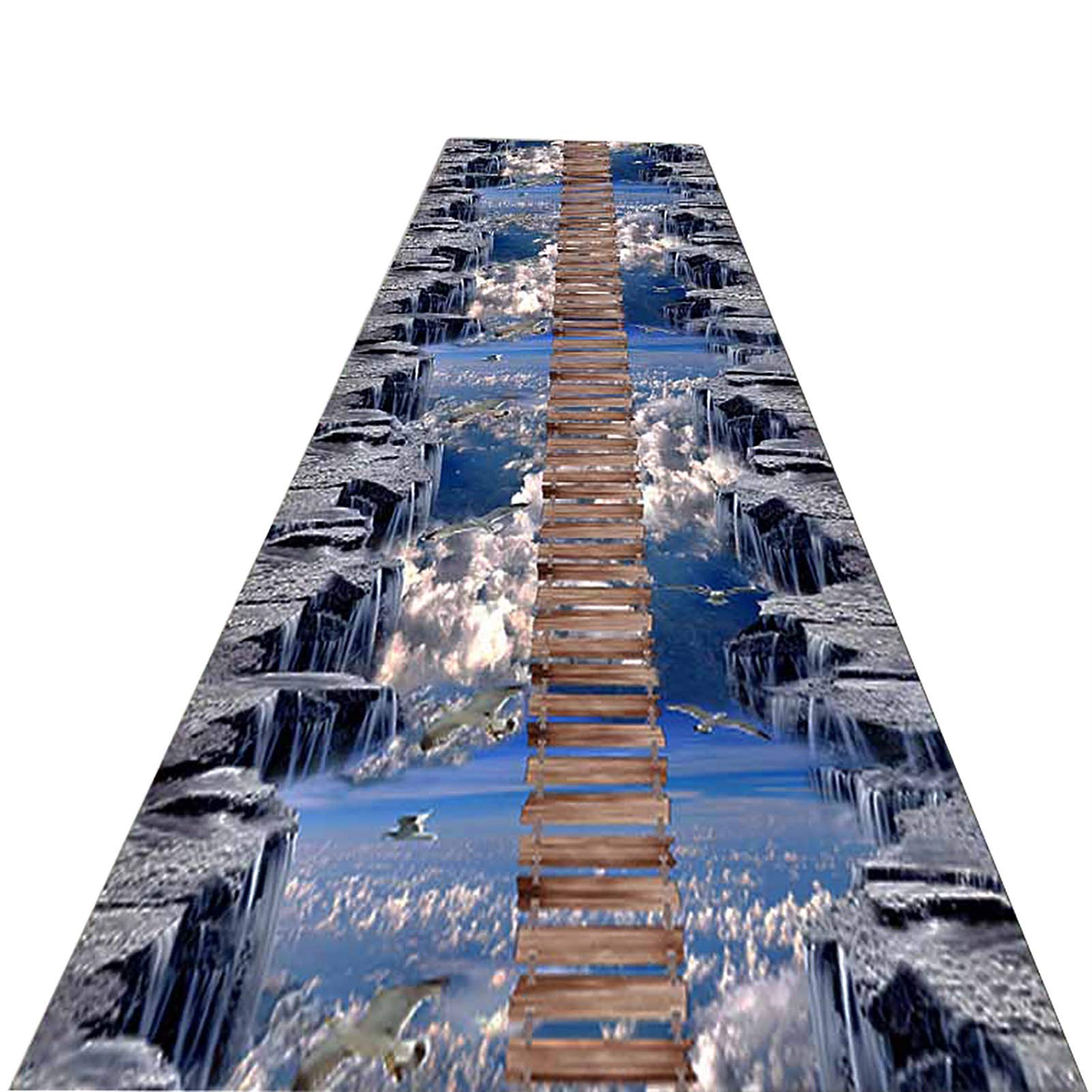 Tappeto per cameretta dei ragazzi 3D con scaletta a catena, morbido tappeto antiscivolo, resistente, blu per sala da gioco, lavabile (dimensioni: 0,8 x 1,6 m) (1,2 x 4 m)