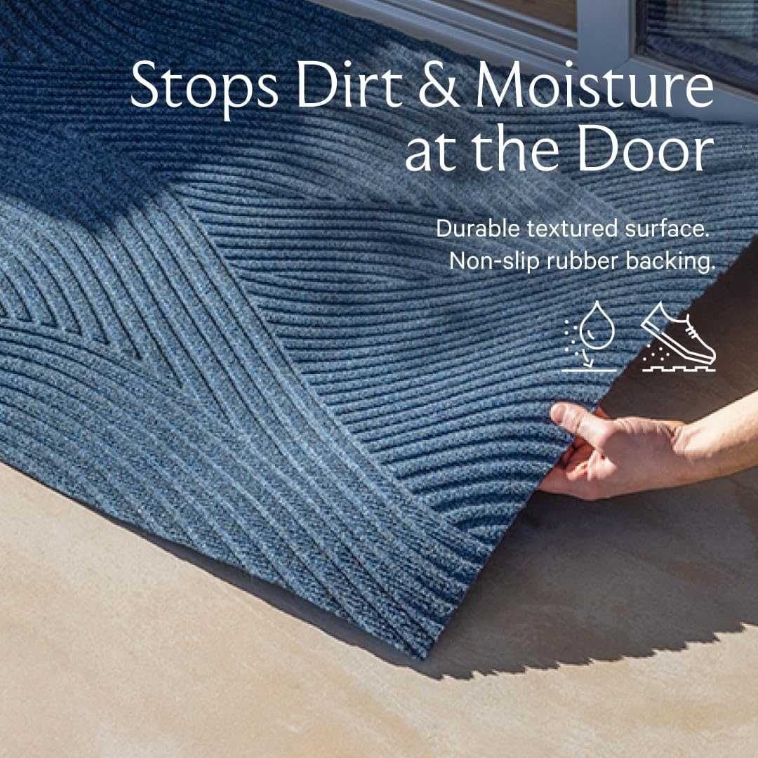 Sjø Front Door mat, Indoor Outdoor Rug Waterproof, Scandinavian Home Decor, Fall Doormat, 2x3 Washable Rug - Blue