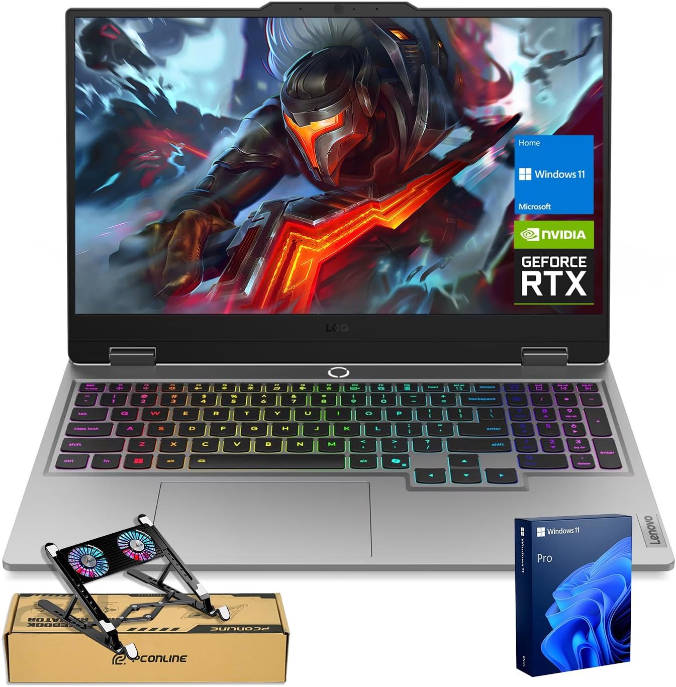 Lenovo LOQ 15IRX10 RTX 5050 Gaming Laptop, 15.6" FHD 144Hz, Intel Core i5-13450HX (Beats Intel i7), 16GB DDR5 RAM, 1TB SSD, Backlit KB, Bundle with PCO Laptop Cooler, Grey, Windows 11 Pro