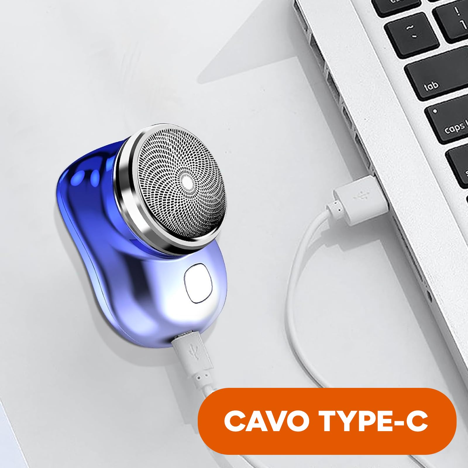 Mediawave Store - Mini Rasoio Elettrico da Uomo per Barba e Capelli, Rasoio Portatile da Viaggio Ricaricabile USB