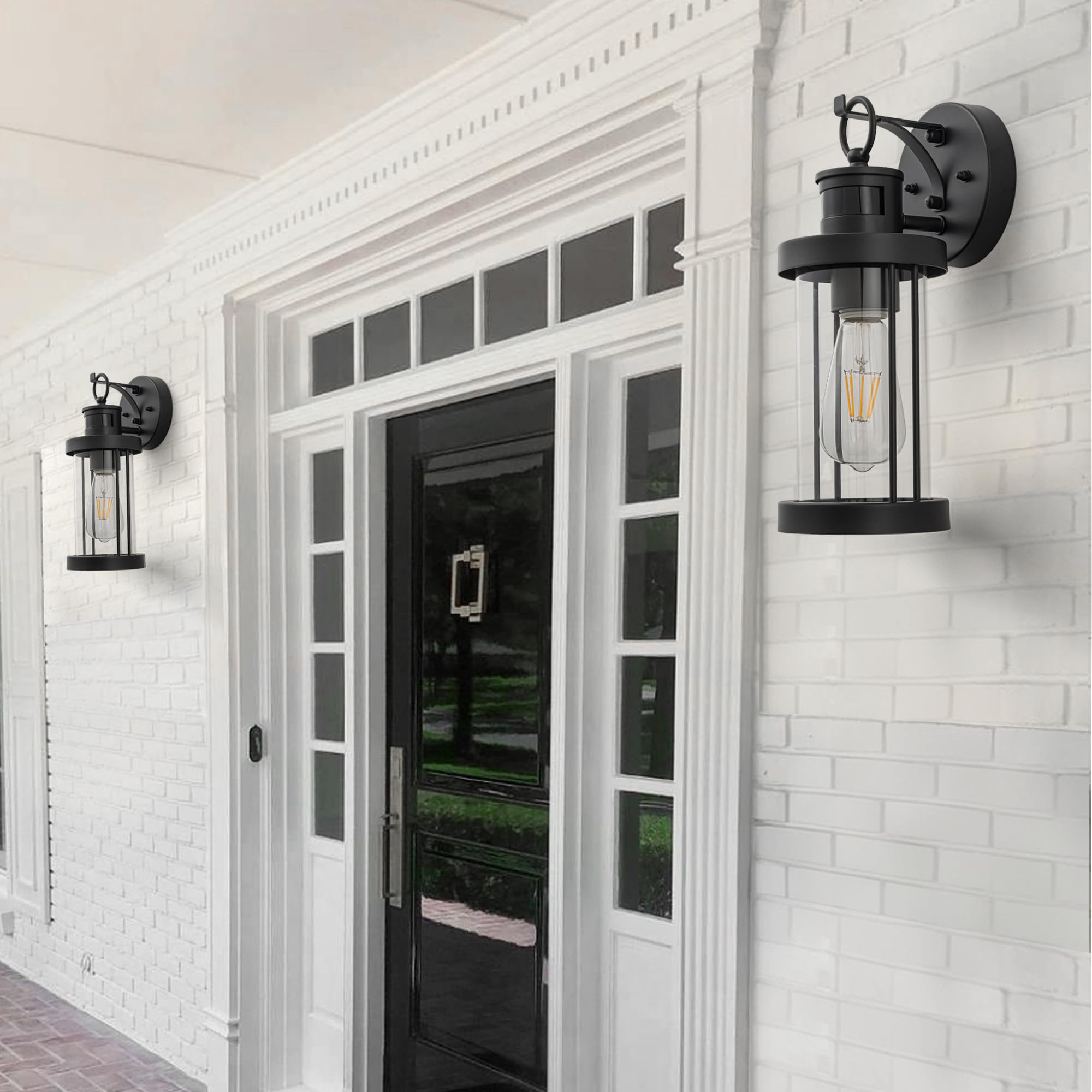 FTL Außenlampe mit Bewegungsmelder, Modern 3 Beleuchtungsmodi Lampe mit Bewegungsmelder Aussen, Wasserdichtes E27 Außenwandleuchte, Ausenbeleutung Hauswand für Terrasse, Veranda, Mattschwarz