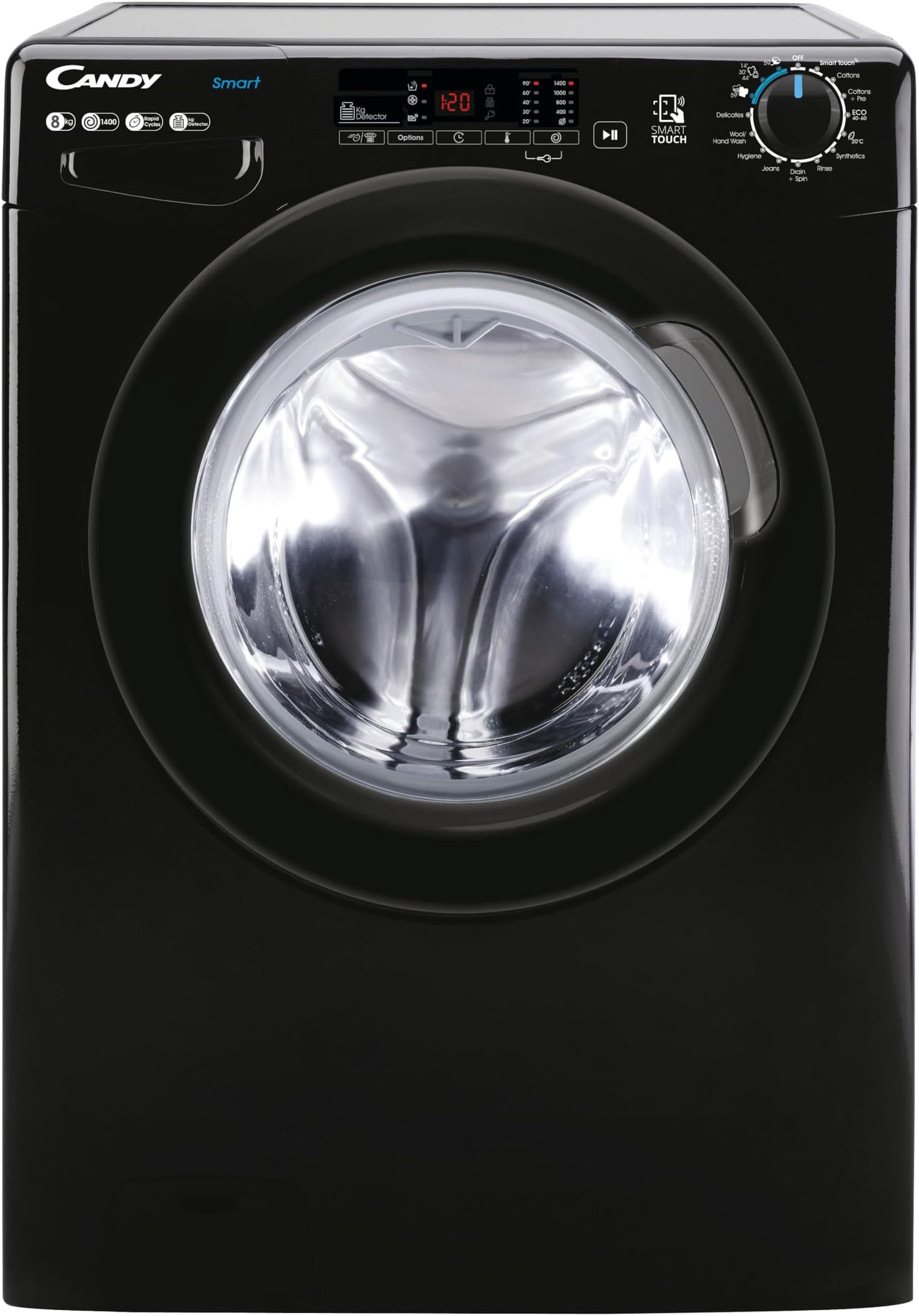 Candy CS148TWBB4/1-80 8kg Freestanding Washing Machine with 1400 rpm - Black - B Rated [Energy Class B]