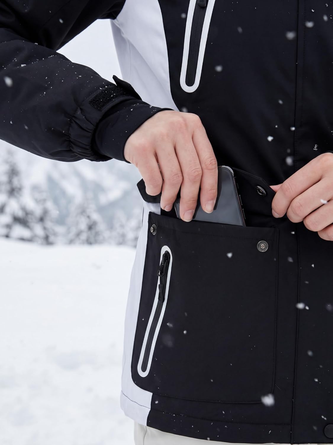 FREE SOLDIER Women's Waterproof Ski Jacket Fleece Lined Winter Coat Windproof Hooded Jacket Fully Taped Seams - Image 3