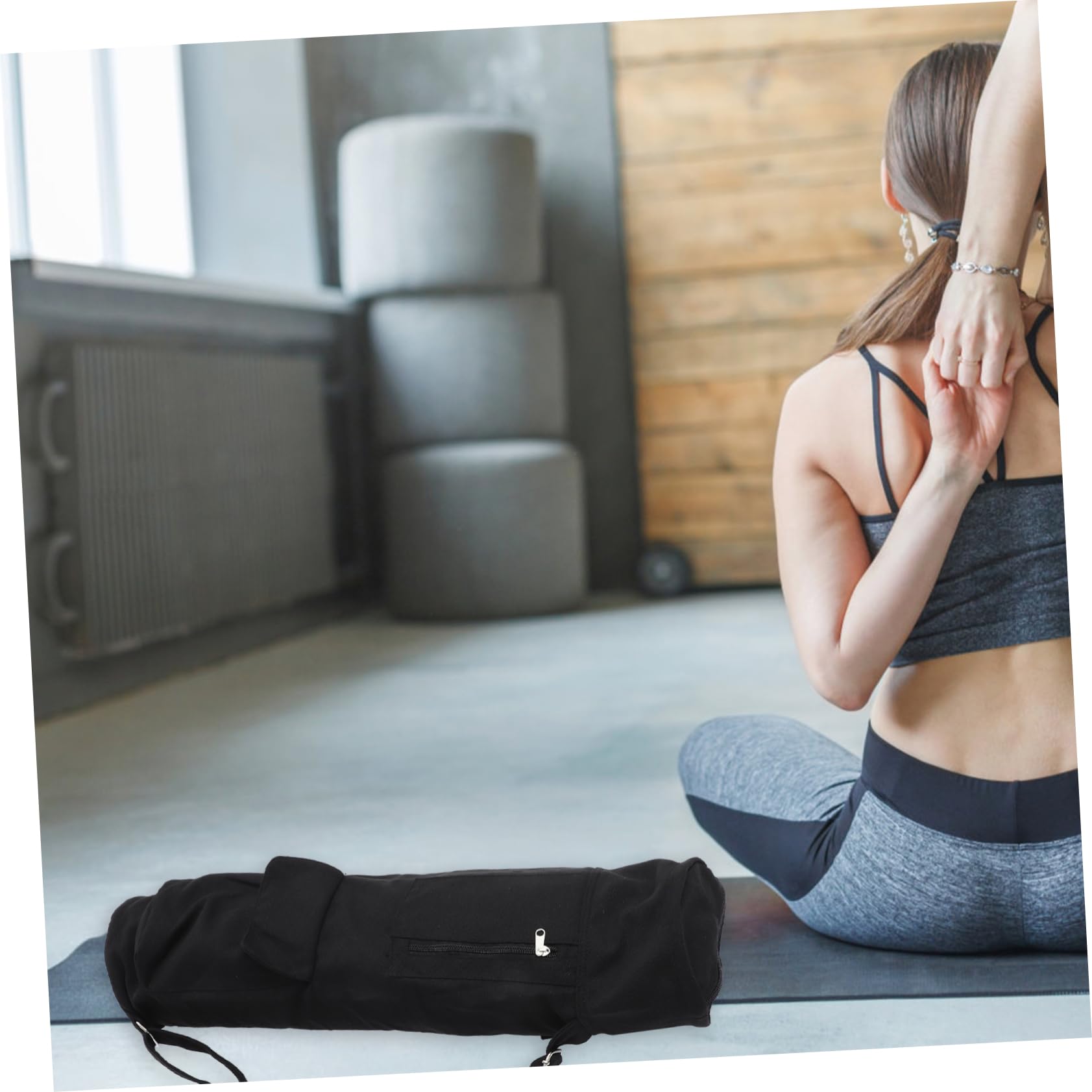 Bolsa para Esterilla de Yoga de Gran Capacidad Ligera y Fácil de Llevar, Hecha de Algodón y Lino, Ideal para Practicantes de Yoga y Uso Diario