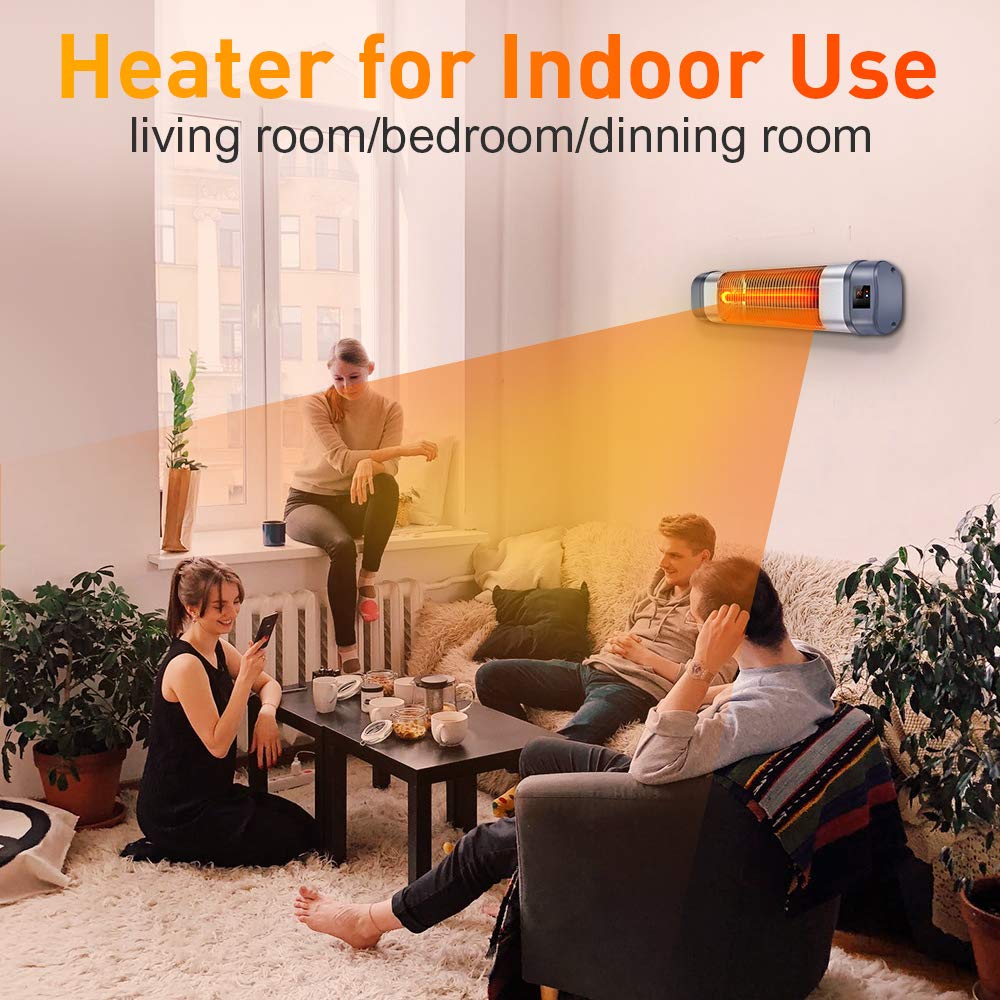 Patio HeaterTRUSTECH 1500W Electric Infrared Heater w/Remote, Timer