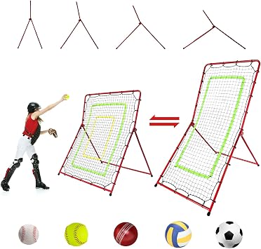 2-in-1 Volleyball Rebounder Net:Convertible 7x3.5 FT Rebounder Net & 5.5x4.5 FT Rebounder Net for Baseball,Softball,Volleyball,Lacrosse Training Multi-Sport Practice Equipment with Carry Bag
