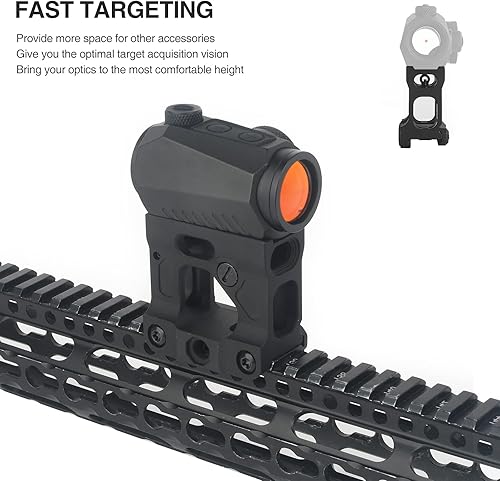 Miniatura 7 de 2" Picatinny Red Dot Riser Mount Tactical Optic Scope Sight Riser Mount for T1 T2 H1 H2, Fit for 20mm Picatinny Rail, withNo QD Quick Detach Mount