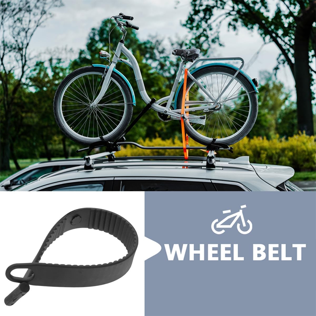 2pcs Bike Rack Fixing Straps Rubber Belt Multi-use Fastening Straps for Bicycle Wheel Stabilization Car Rack Accessories for Outdoor Cycling Transport