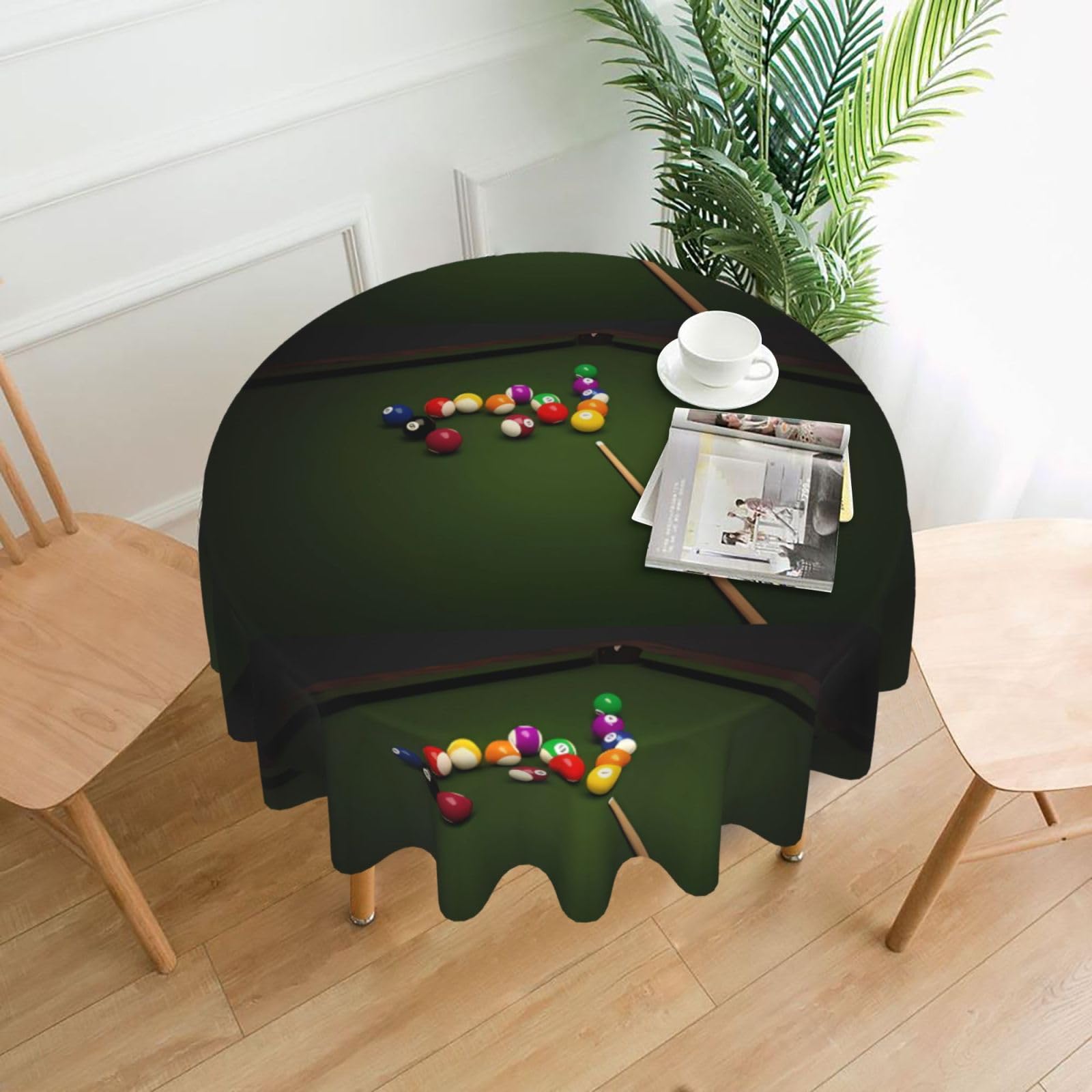 WHJSSF Billiard Prints Round Decorative Tablecloth 60in - Elevate Your Dining Experience with a Stylish & Protective Table Throw