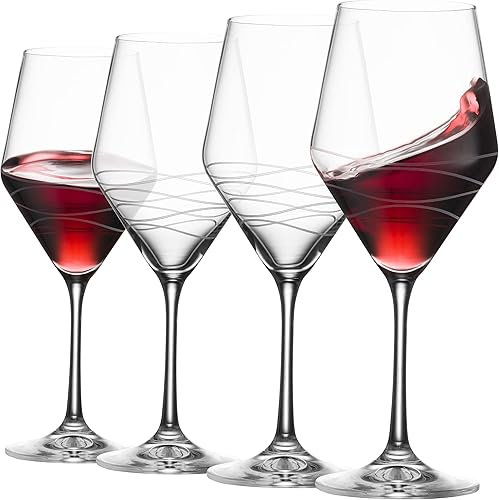 Juego de 4 copas de vino tinto | Elegante juego de copas de vino de 20 onzas de tallo largo hecho de vidrio transparente | Gran regalo de vino para