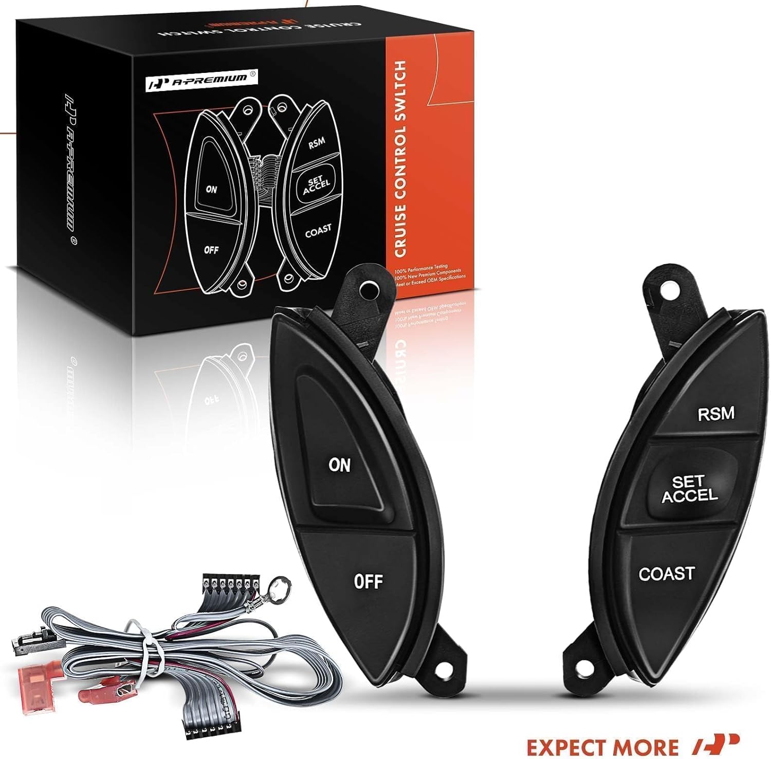 A-Premium Steering Wheel Mounted Cruise Control Switch Buttons Kit Compatible with Ford 1999-2003 F-150 F150, 1998-2003 Ranger, Explorer, Explorer Sport Trac & Mercury Mountaineer, F87A9D809BA