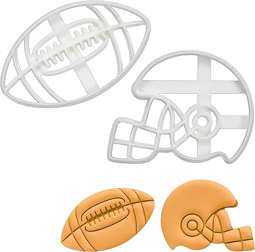Miniatura 1 de Juego de 2 cortadores de galletas de fútbol americano (diseños casco y fútbol), 2 piezas - Bakerlogy