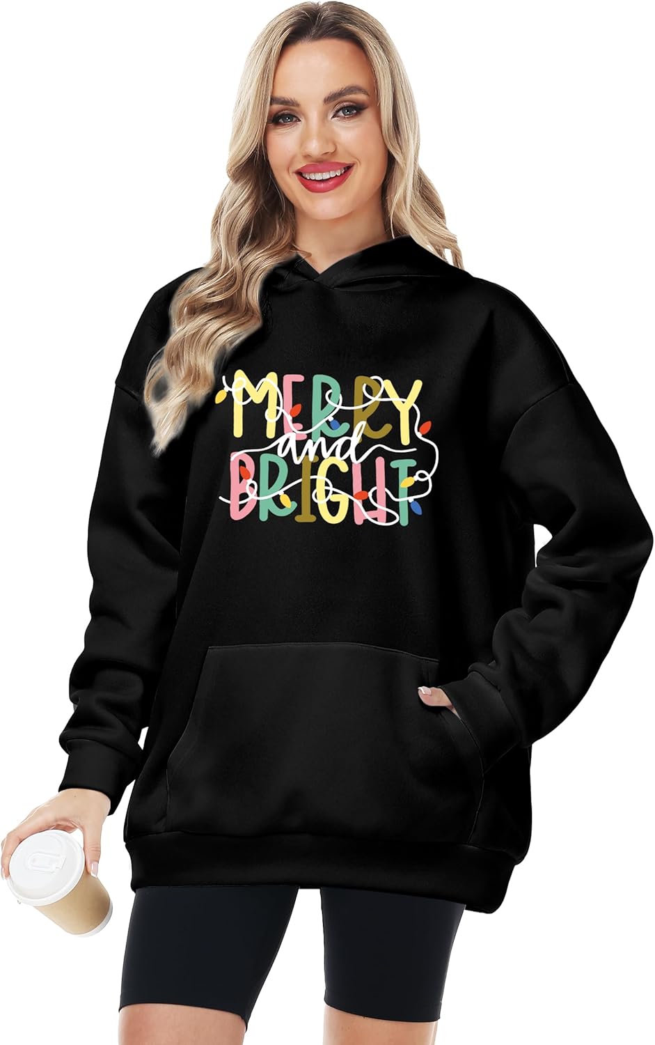 Women's Christmas Sweatshirts Oversized Hoodies Xmas Hooded Pullover with Pocket - Image 5