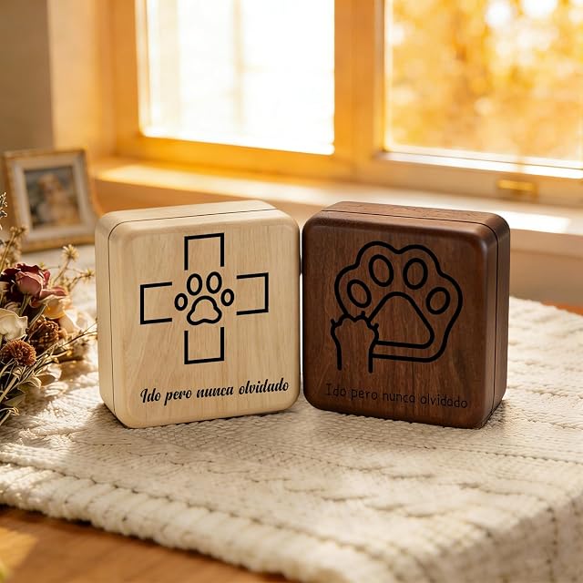 Foto 6 de 7 de WBW Urna de Madera para Cenizas Personalizadas con Texto o Foto Caja de Cenizas para Adulto Mascotas Urna…