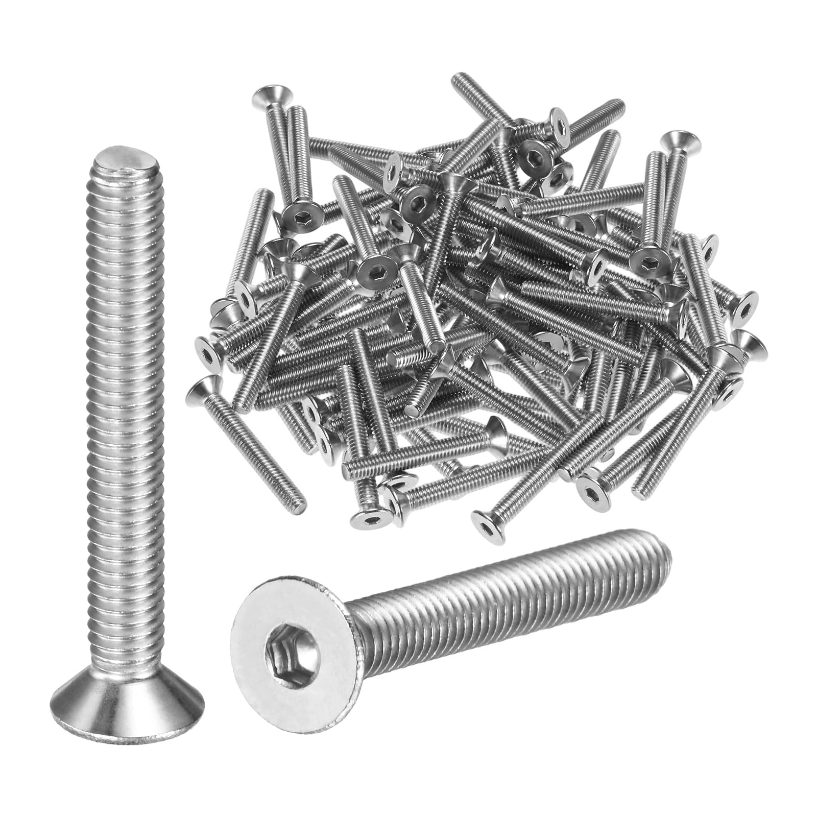 M METERXITY 80-Pack Flat Head Machine Screws M4 x 30mm Inner Hex Socket Cap Screws 304 Stainless Steel Socket Countersunk Fasteners Bolts for Electronics/Machinery Equipment/Home