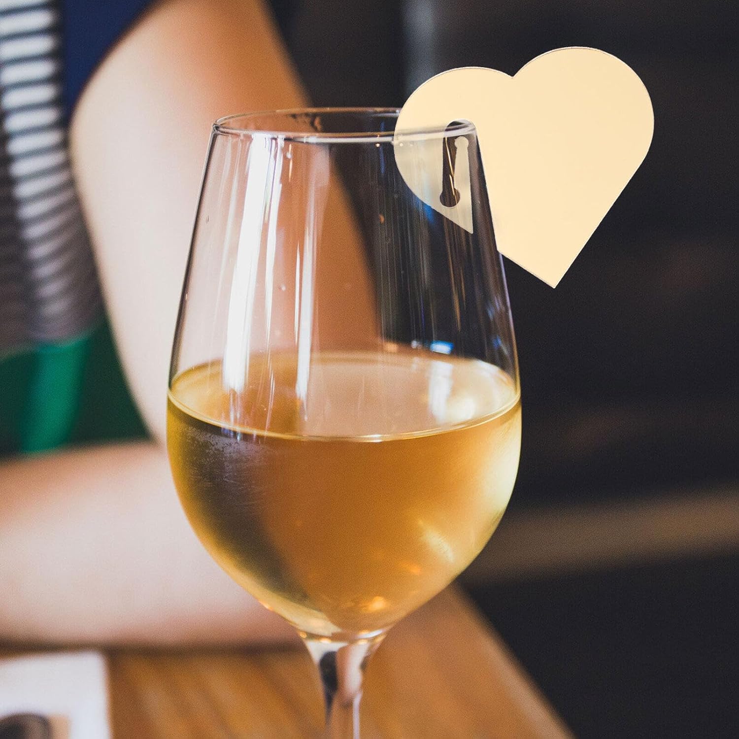 SEWACC Acrylic Wine Glass Labels - 50Pcs Heart Shaped Drink Markers for Parties Weddings and Home Use - Colorful Cup Identification Tags
