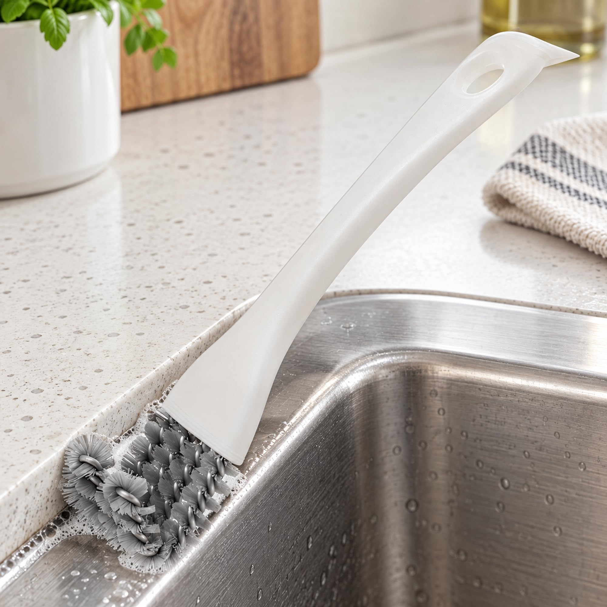 Plastic Crevice Cleaning Brush for Sinks and Stovetops, Slim Household Brush for Kitchen Edges and Narrow Gaps
