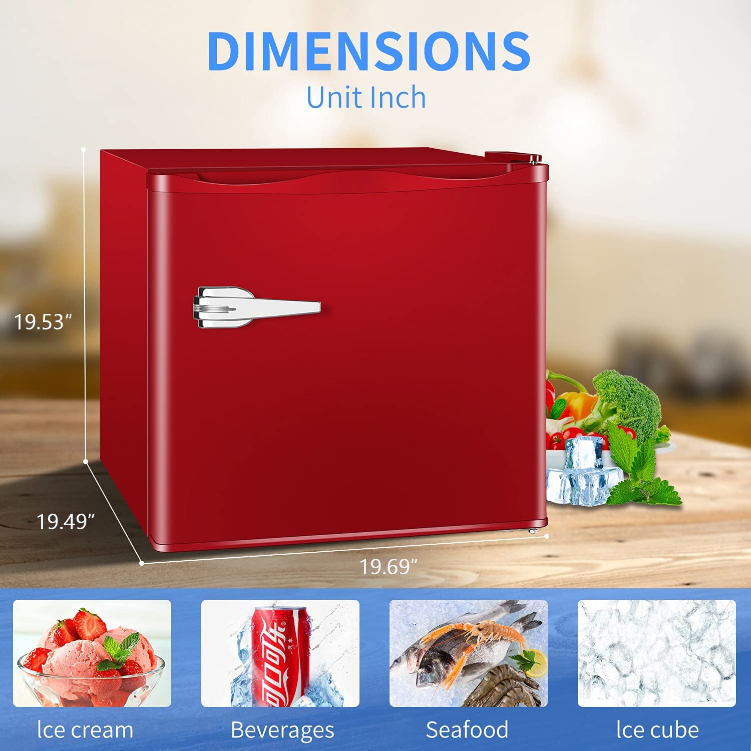 Antarctic Star Mini Upright Freezer -2.3 Cu.Ft Compact Freezer With Removable Shelves And Adjustable Thermostat,For Home/Kitchen/Office(Red) on Fridge.com - View 2