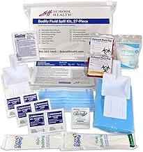 School Health 27‑Piece Bodily Fluid Spill Clean Up Kit – Bloodborne Pathogen Protection with PPE, Biohazard Bags & Wipes – OSHA Compliant Response Kit for Schools, Clinics & Infectious Materials