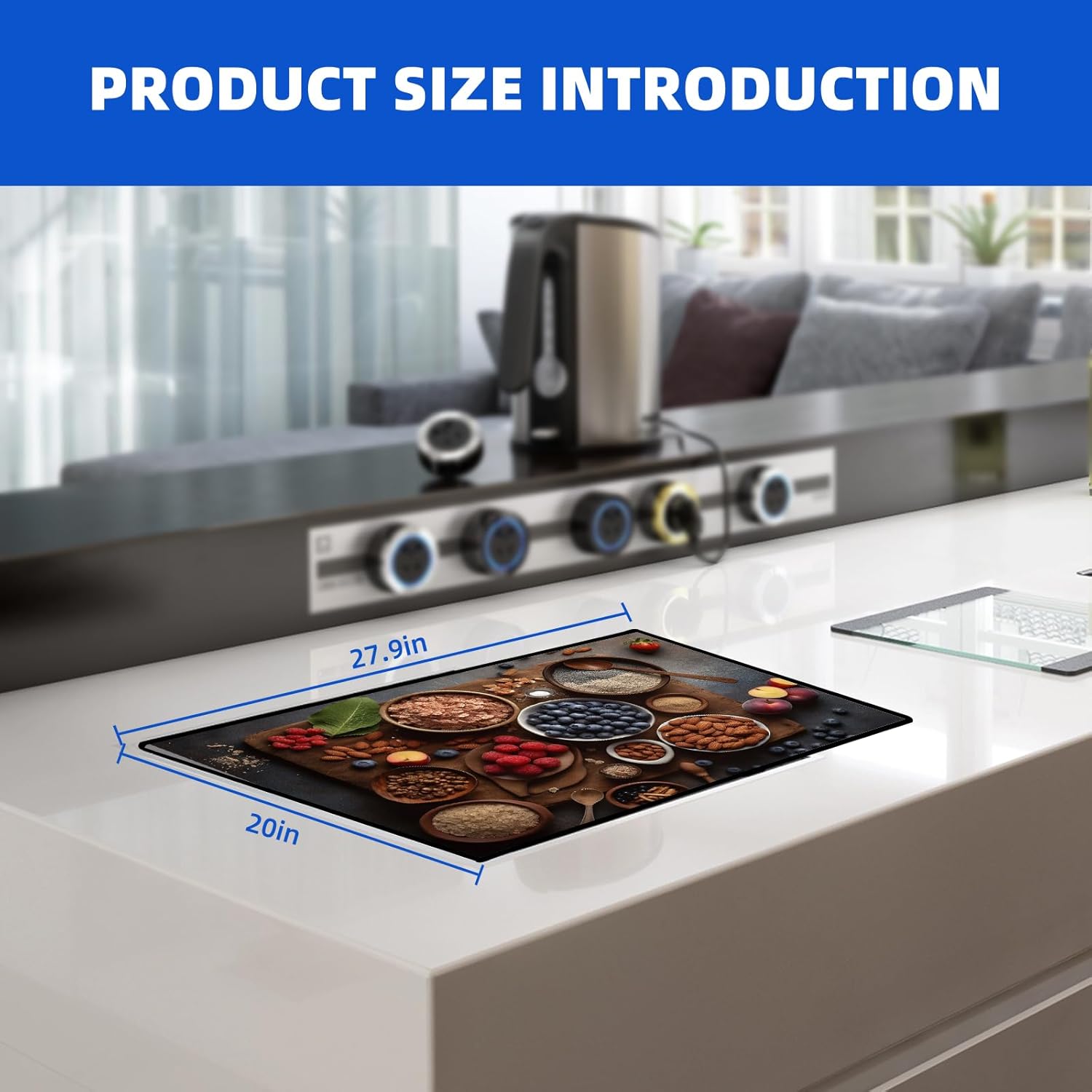 Electric Stove Cover 28" X 20"- Soft And Durable Rubber Glass Stove Top Protector, Easy Store And Clean Stove Top Protector Suitable For Electric Stove, Washer And Dryer (food)