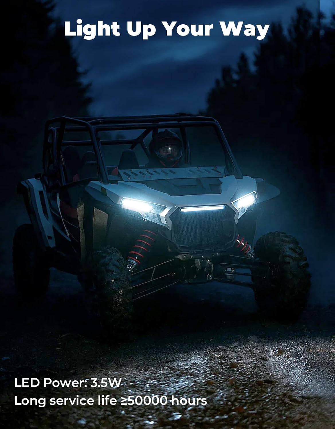 KEMIMOTO 2024+ XP 1000 Front Light APP Control, Compatible with 2024+ Polaris RZR XP 1000 / RZR XP 4 1000, Front Accent RGB Chasing Color Light with Turn Signal Kit #2415449