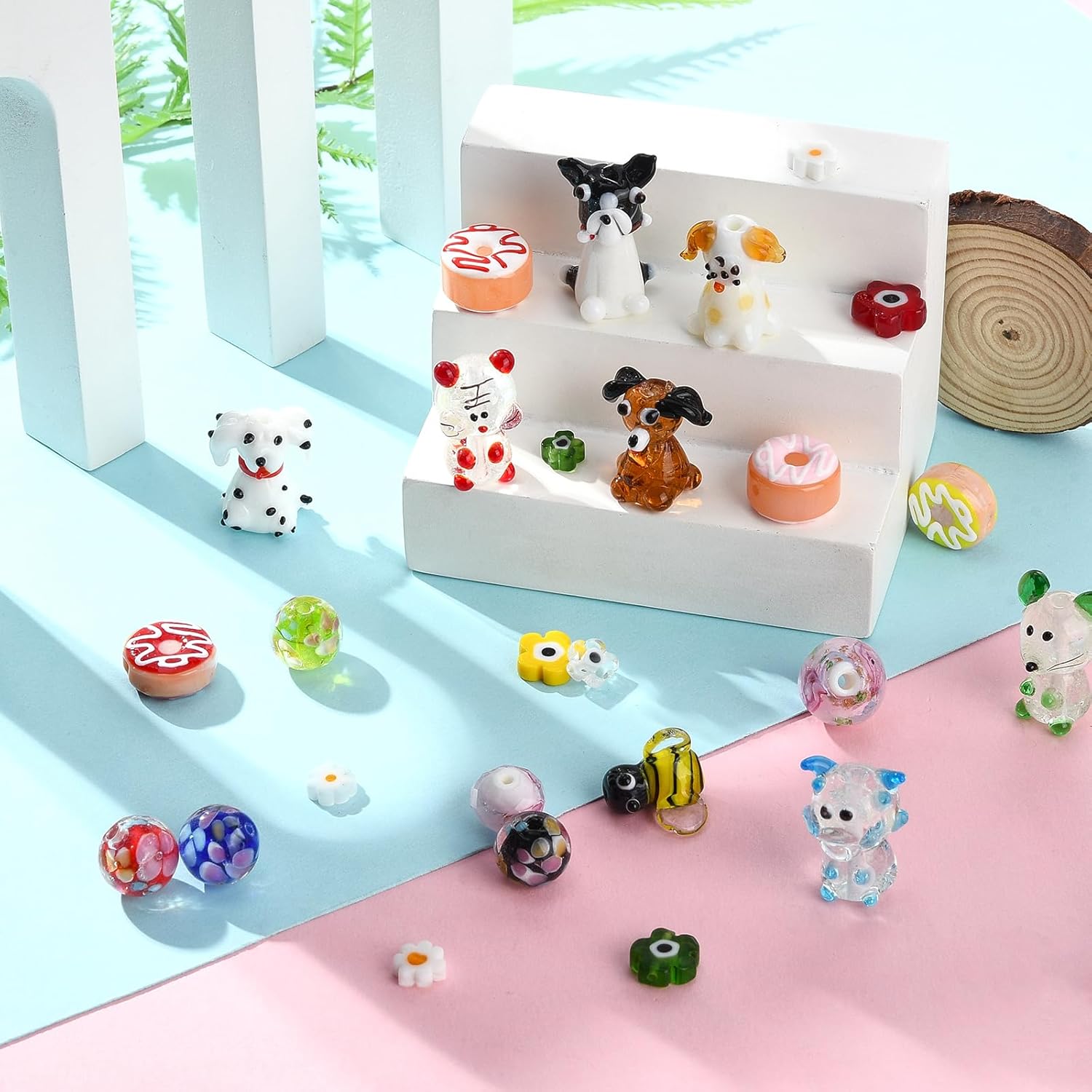 50 Pcs 12mm Handmade Gold Sand Lampwork Beads Flower Round Rondelle Glass Beads 2 Styles for Bracelets Necklaces Earrings Jewelry Crafts Making (Pink) - Image 5