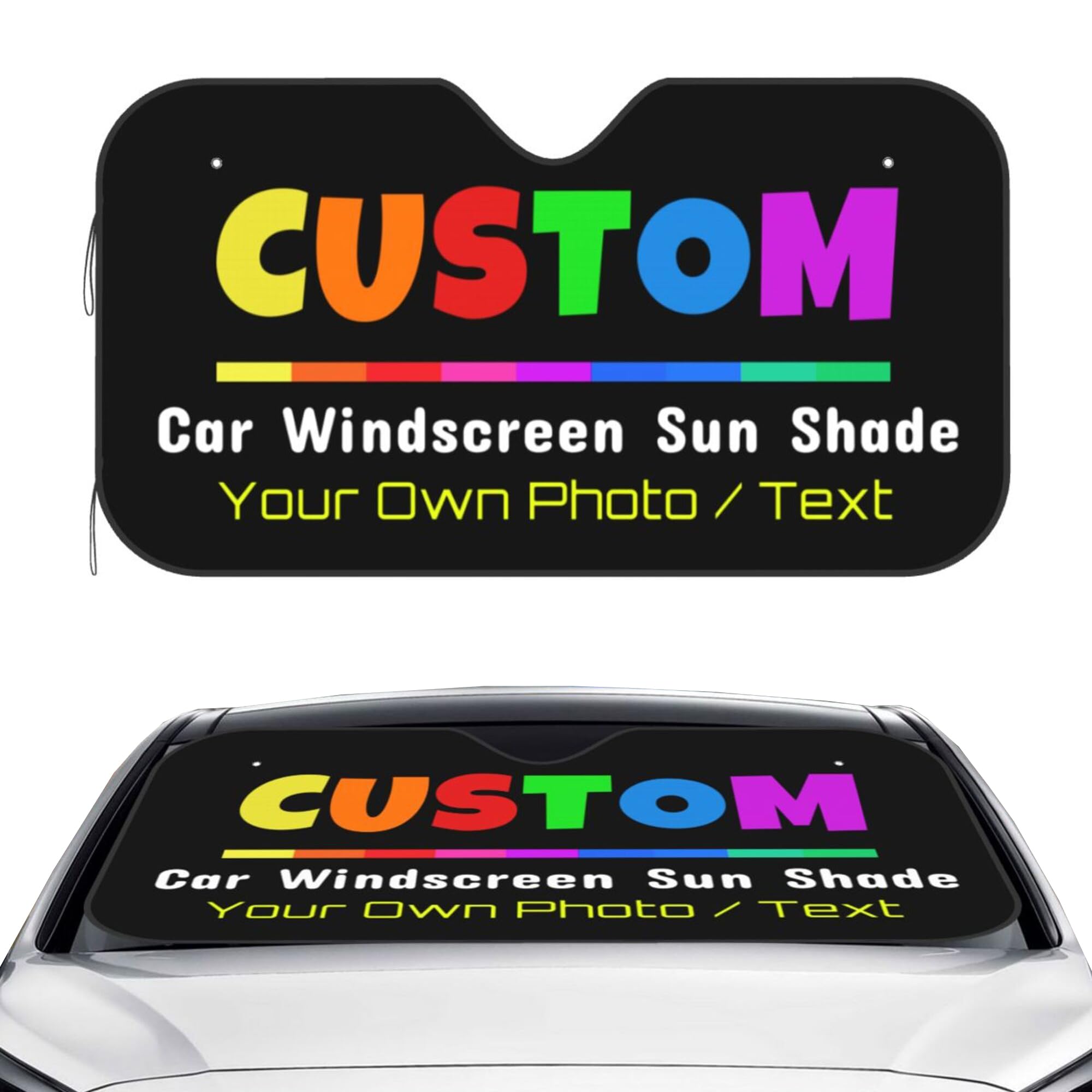 Lzxsxz S - 51×27.5Inch Custom Windshield Sun Shade For Car - Personalized Car Windshield Sun Shade With Photo Text - Custom Windshield Sunshade For Front Windshield Blocks Uv Ray