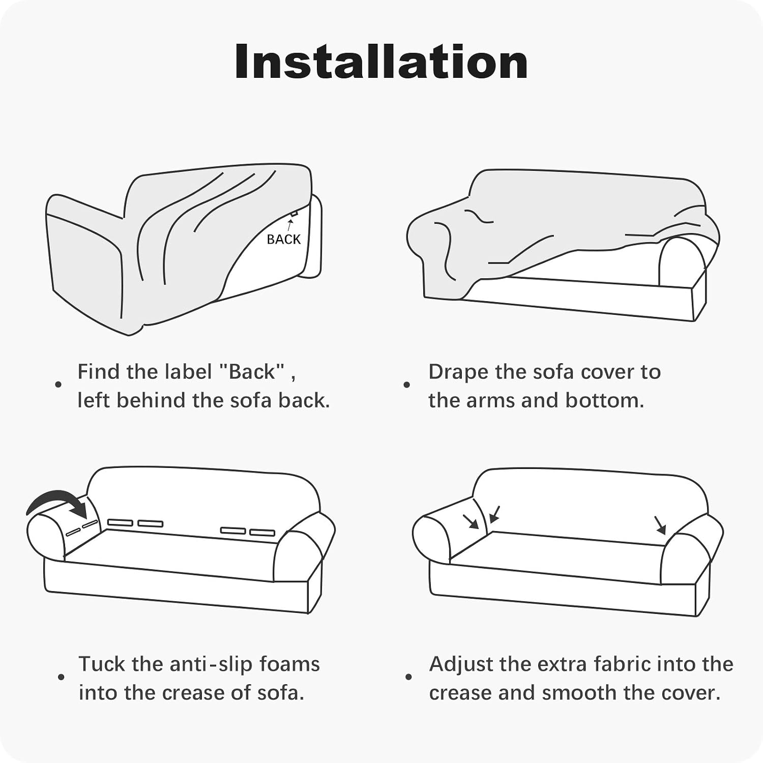 Argstar Velvet Oversized Plush Sofa Protector, Stretch Couch Cover for Living Room, Anti Slip Furniture Cover, for Sofa and Couch, Cream White