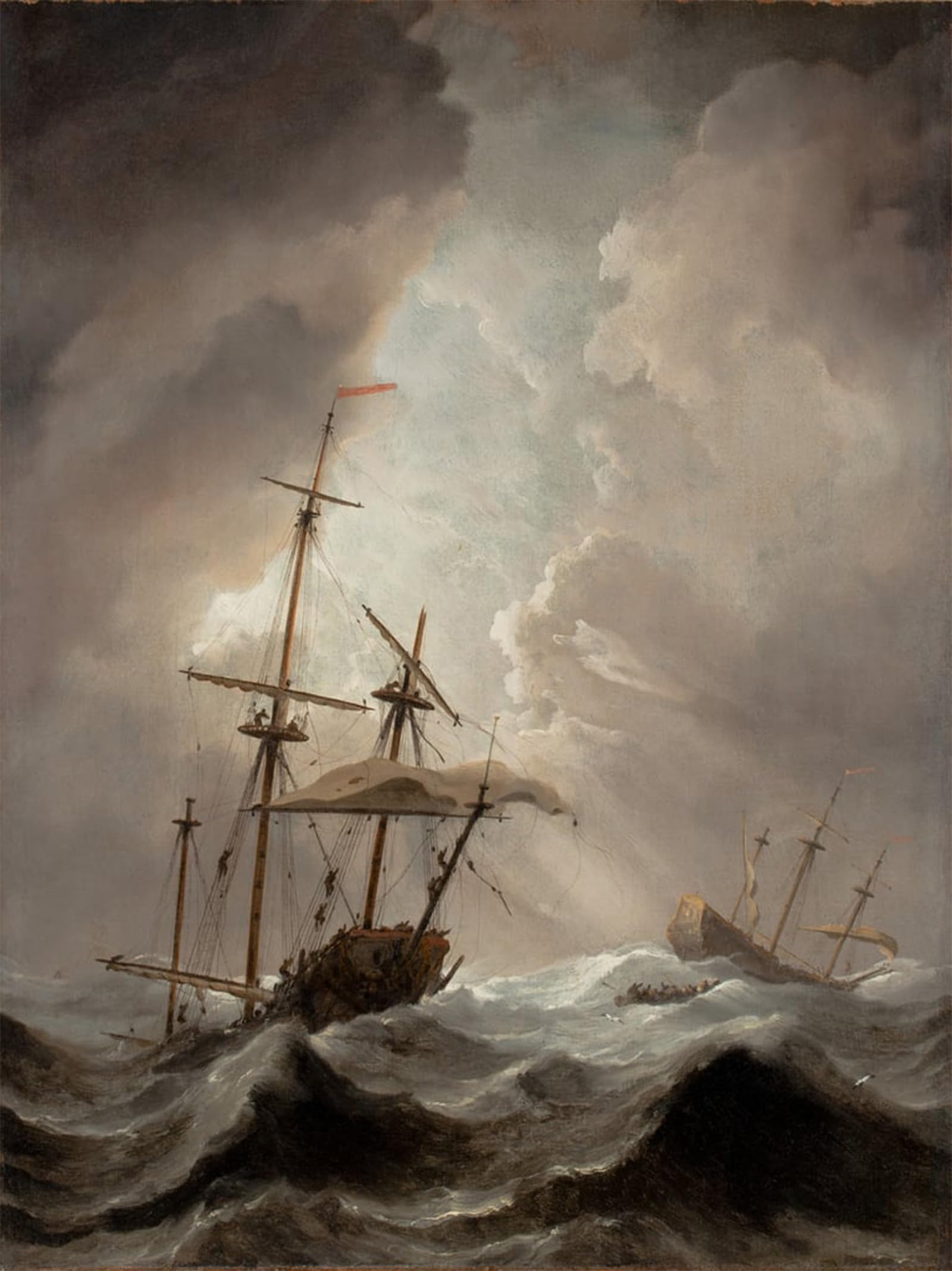 SERENDIPITP Vintage Wall Art Canvas Nordic Poster Canvas Print Picture Storm At Sea by Willem Van De Velde Wall Art Poster for Home Decor 60x90cm
