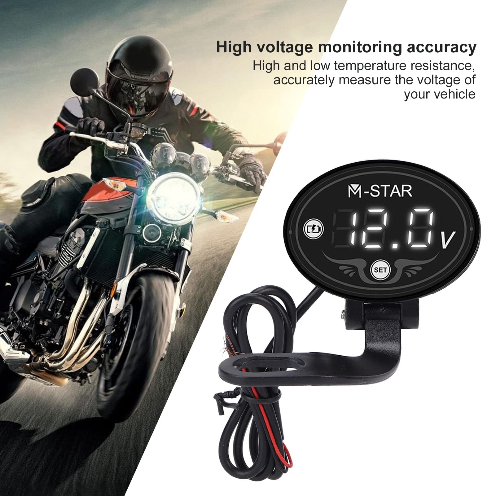 Voltmetro LED per motociclette, Altri Strumenti, Moto LED Voltmetro Moto DC 9‑24 V Auto Monitor digitale intelligente impermeabile per batteria ABS ad alta precisione per la guida sicura