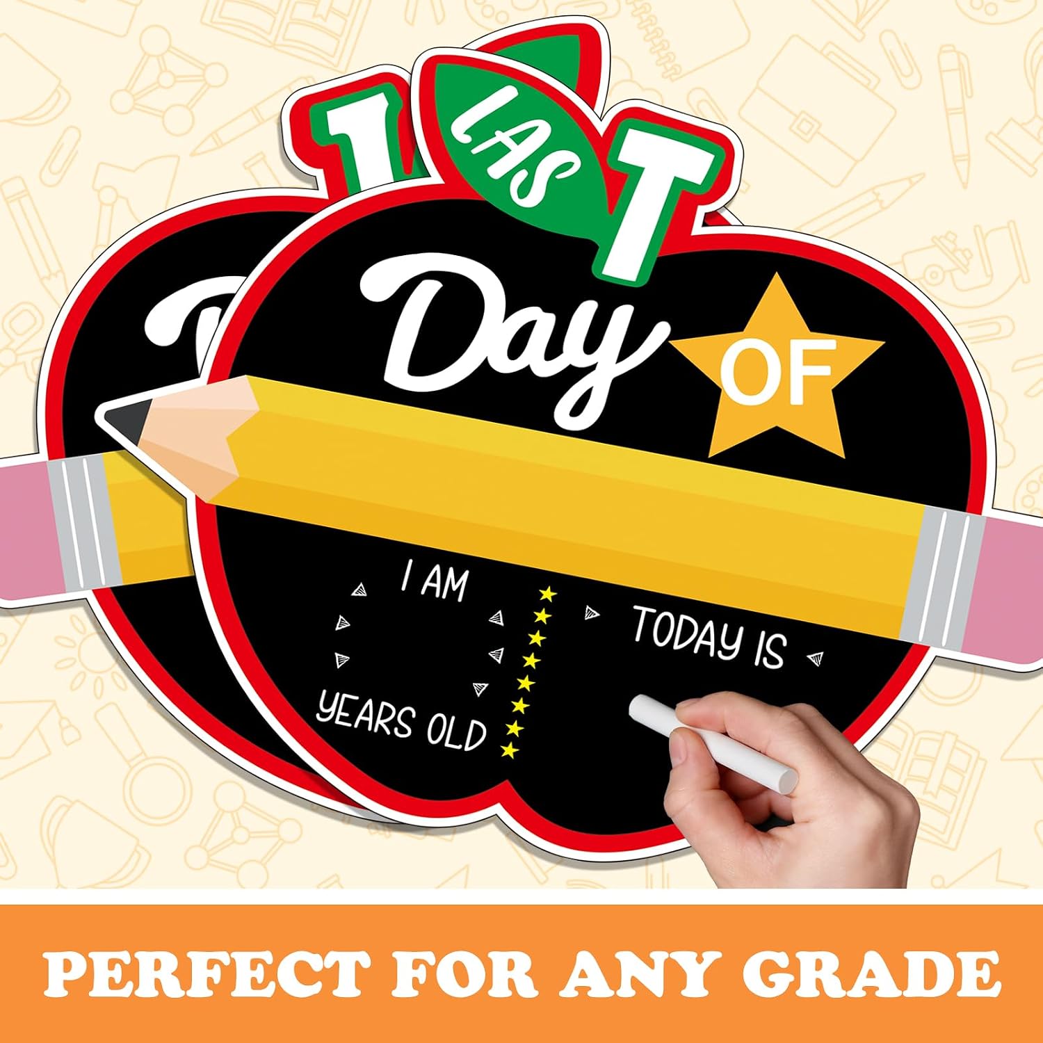 AmazingSpark First and Last Day of School Chalkboard, Apple Shape