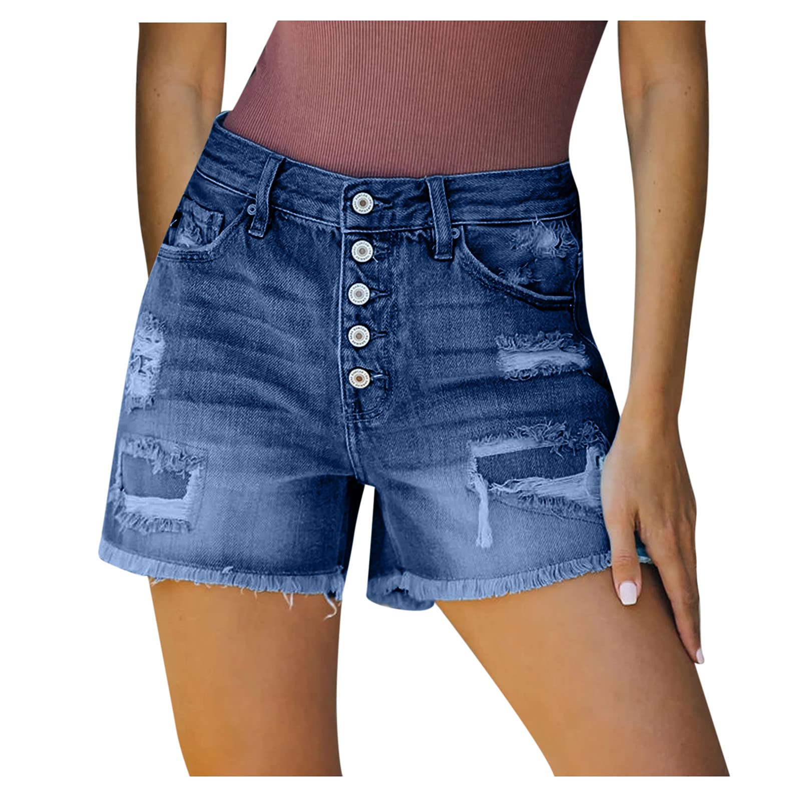 Summer Casual Denim Shorts For Women Frayed Distressed Jean Short