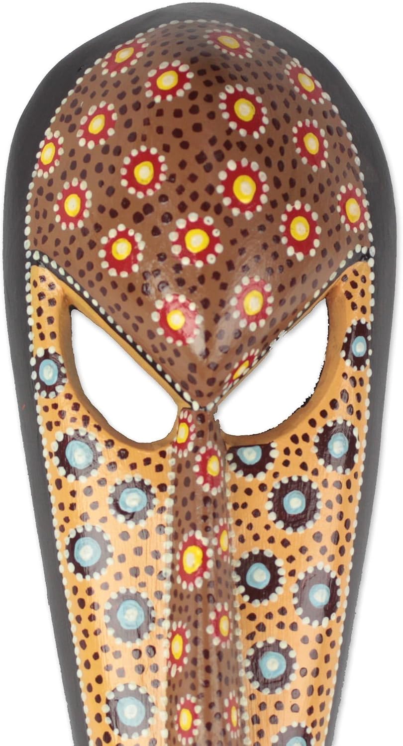 NOVICA Artisan Crafted Wood Mask, Multicolor, Color of Love'