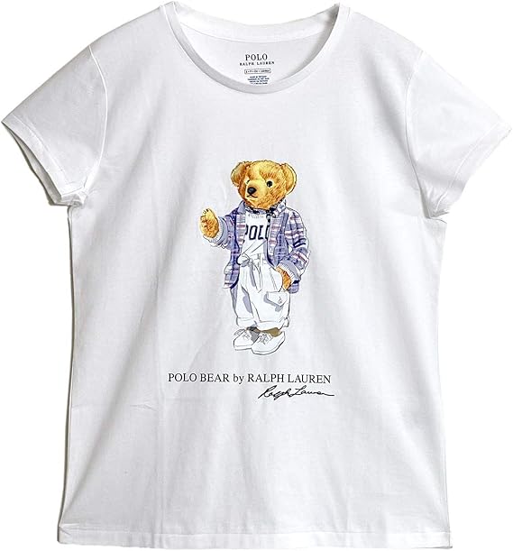 Amazon ポロ ラルフローレン Polo Ralph Lauren レディース コットン ポロベアー クルーネック Tシャツ マドラスジャケット着 Polobear T Shirts Xs White 並行輸入品 Tシャツ カットソー 通販