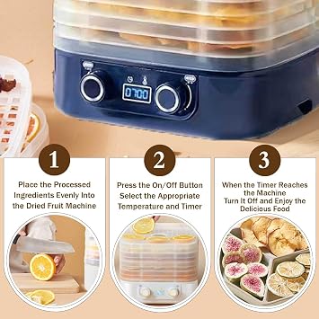 Freeze Dryers Small Home Use with 5 Trays, Freeze Dry Machine with Double Knob, Adjustable Temperature, Low Noise, for Fruits Meat Vegetables Snacks