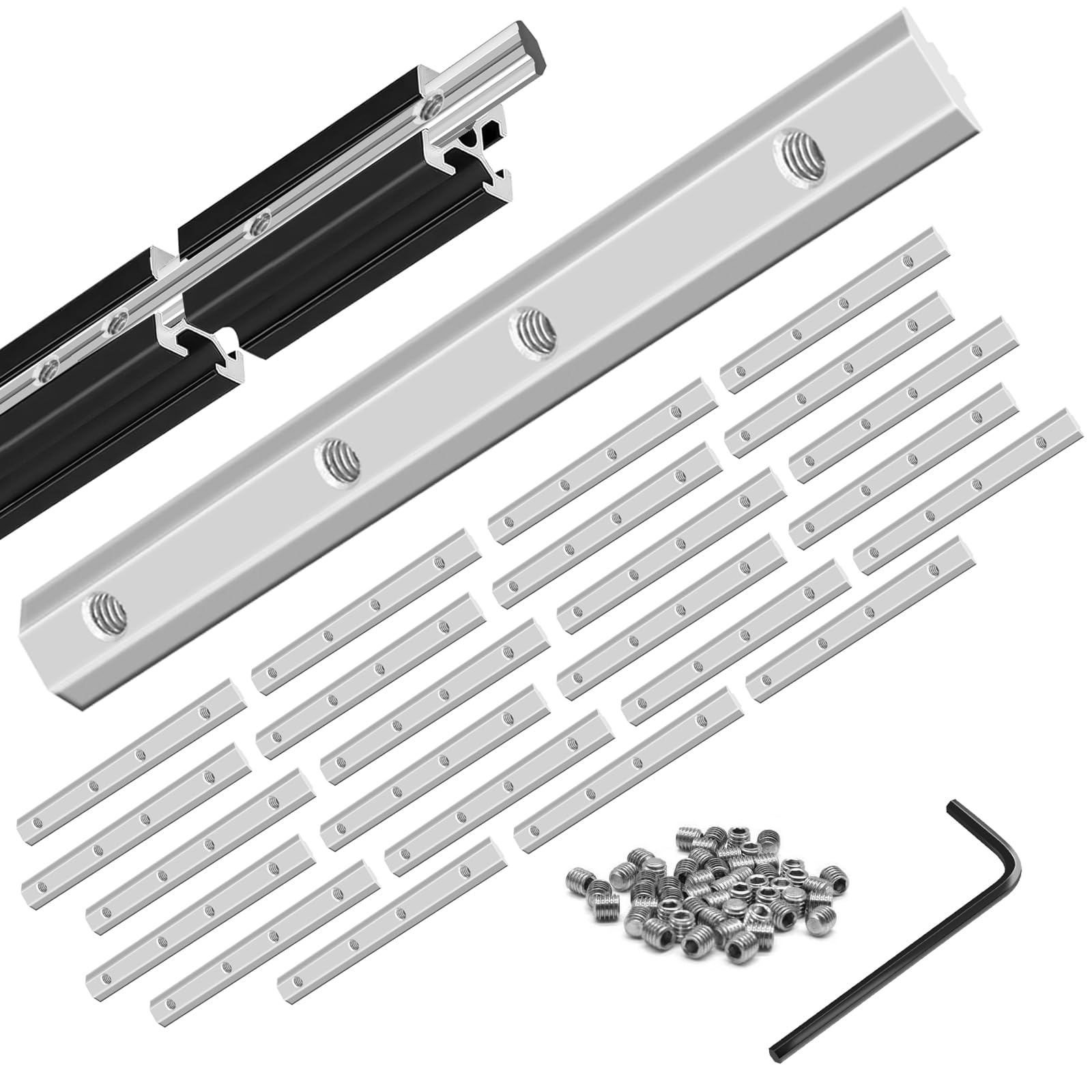Photo 1 of 24pcs Seekliny 3030 Extrusion Straight Connector Joining Plate Corner Bracket 3030 Hardware T-Slot Accessories with Screws for 8020 Aluminum Profile 3D Printer Frame Spare Parts Silver
