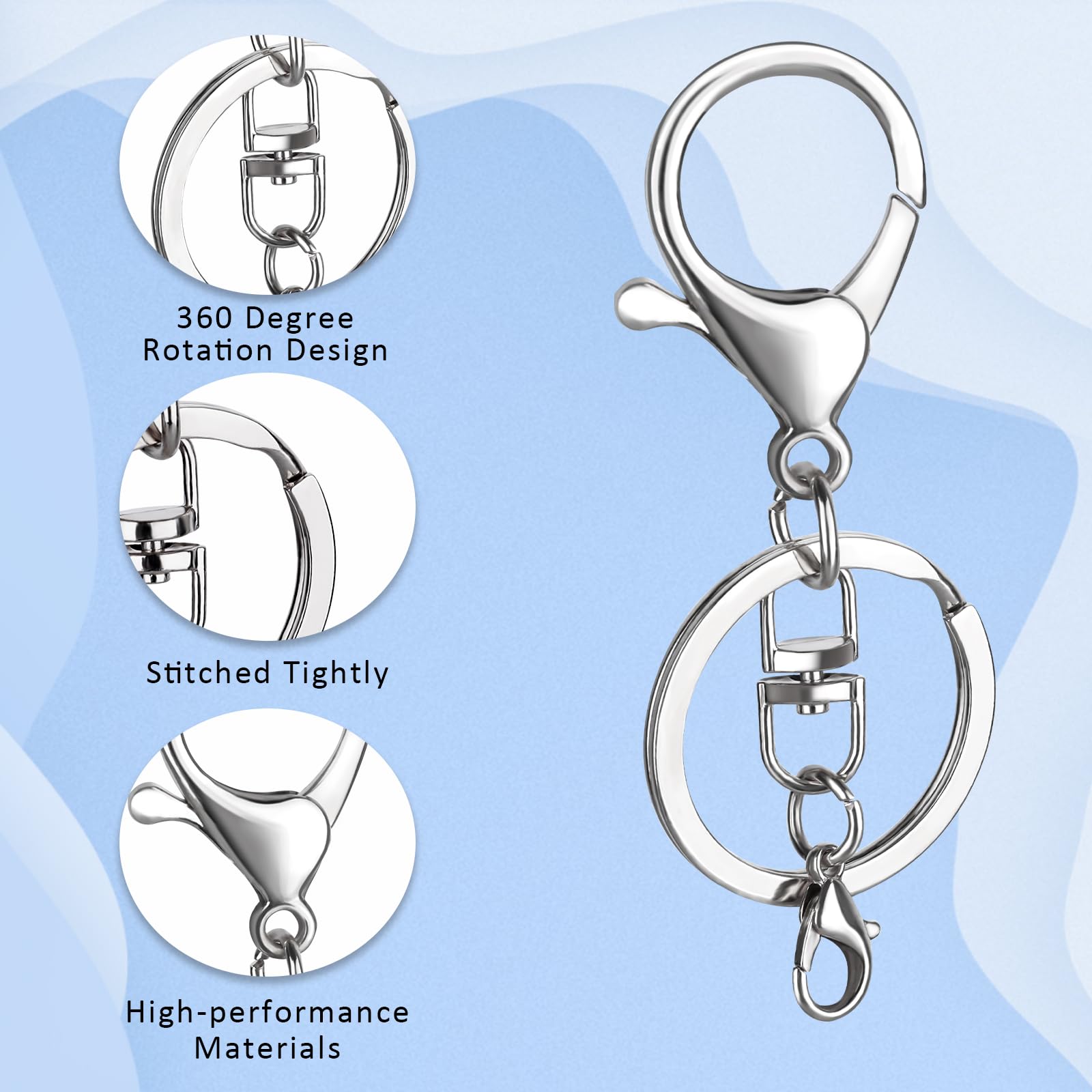 40 Stück Schlüsselanhänger Ringe Set, mit 20 Stück Schlüsselring mit Kette 20 Stück Schlüsselanhänger Karabiner Basteln Rchlüsselringe Ring, für DIY Handgemachtes Schmuck Schultertaschen Tragetaschen