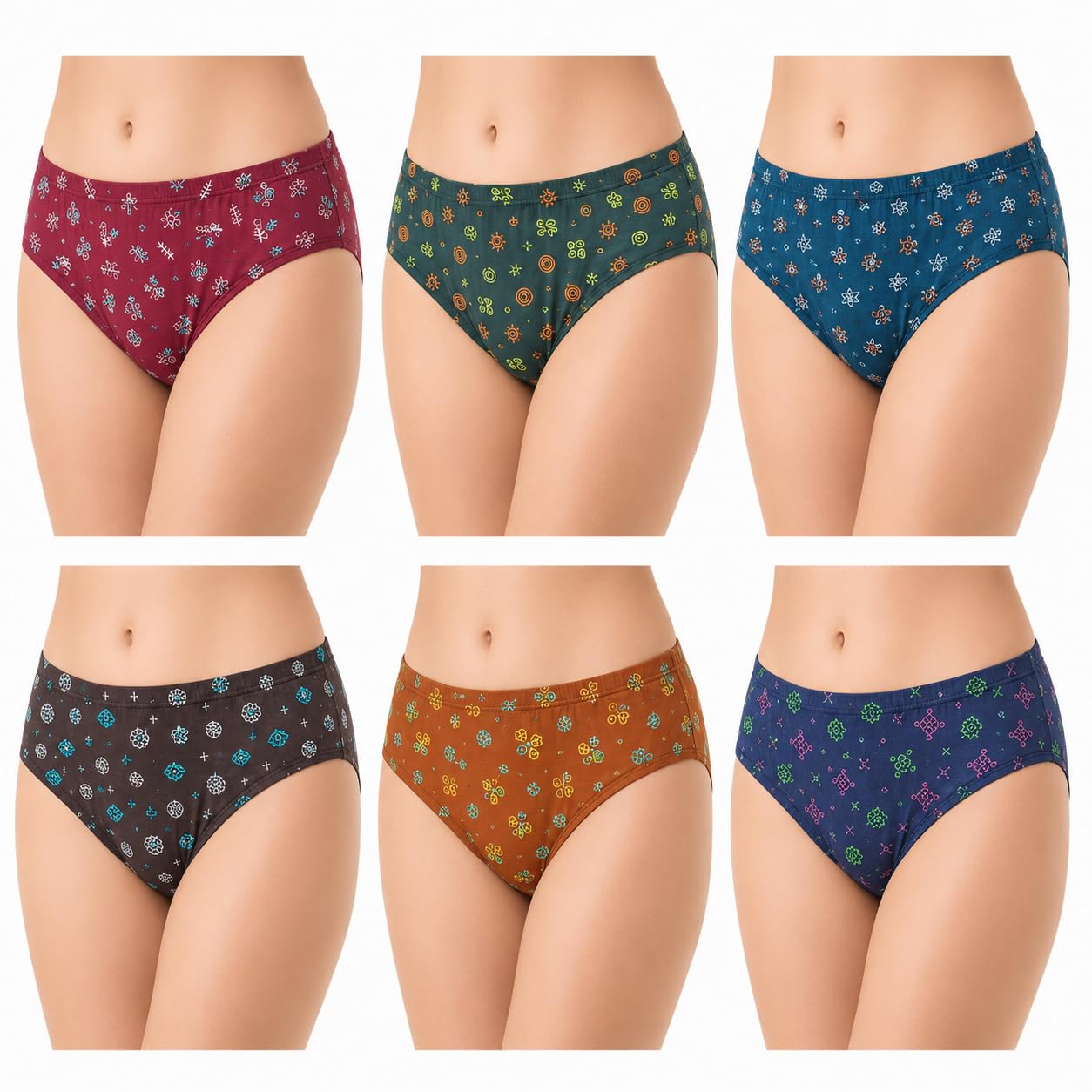 Women's 100% Cotton Printed Panties, Pack of 4 Multicolour-picture-10