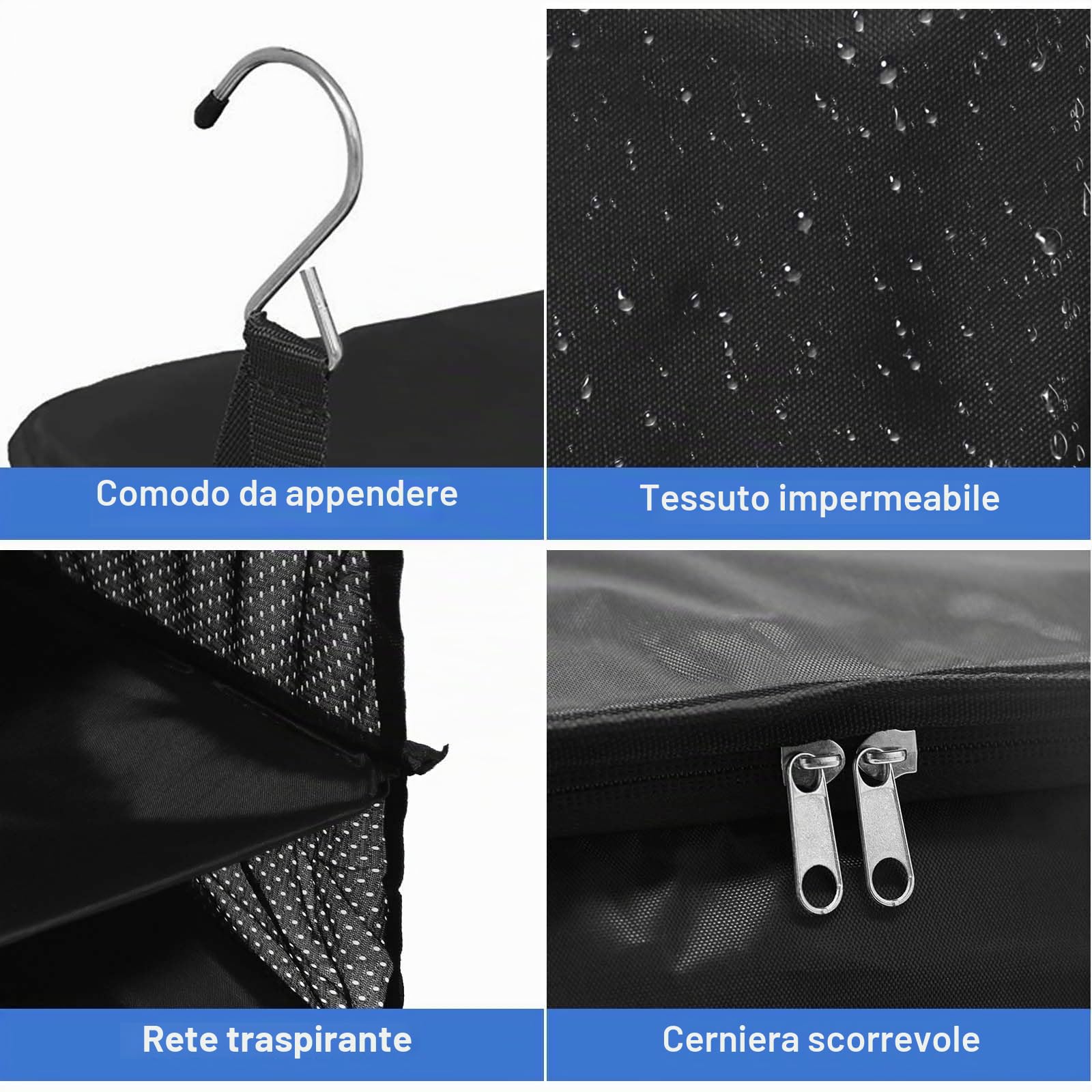 Dokeno Organizer Valigia, Organizer per Valigie da Appendere con Borsa per Cosmetici Pieghevole Organizer Valigia Salvaspazio, Packing Cubes Set Compressione