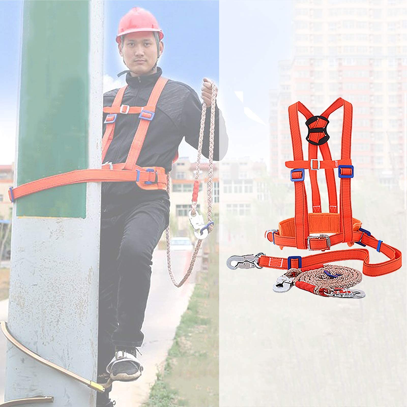 SwaYve Ceinture de Sécurité Complète, Harnais Antichute, Harnais de Protection Personnelle, Kit de Harnais de Sécurité Pour L'Escalade, Protection Contre Les Chutes