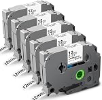 TZe-231 Compatible with Brother Label Maker Tape P Touch TZe TZ Tape 12mm 0.47'' Laminated White TZ 231 Label Tape for Brother P-Touch for Label Maker Tape PTH110 PT-D210 D220 D200 H100, 5-Pack