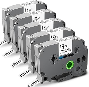 TZe-231 Compatible with Brother Label Maker Tape P Touch TZe TZ Tape 12mm 0.47'' Laminated White TZ 231 Label Tape for Brother P-Touch for Label Maker Tape PTH110 PT-D210 D220 D200 H100, 5-Pack