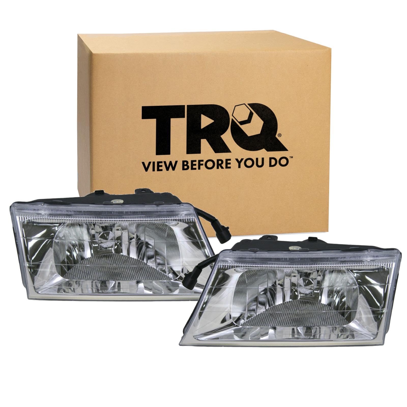 TRQ 2 Piece Headlight Assembly Set Driver &amp; Passenger Side Compatible with 2003-2004 Mercury Grand Marquis FO2502187 FO2503187 3W3Z13008EA 3W3Z13008FA