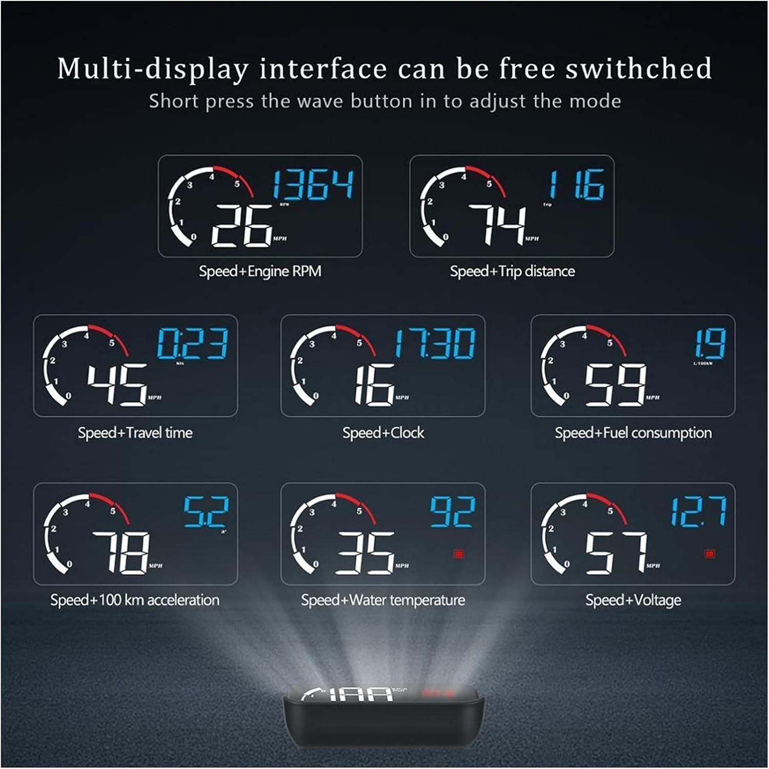 3.5'' OBDII Car HUD OBD2 Port Head Up Display M10 Speedometer Windshield Projector Auto Hud Head-up Display A100 Hud