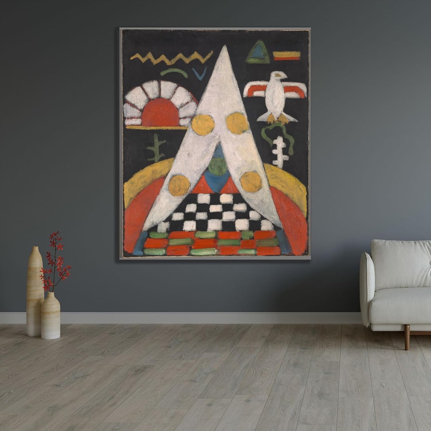 ArtDirect An Abstract Arrangement of American Indian Symbols (1914-1915) Custom Framed Art Print Giclee Print or Canvas Options with Various Sizes and Customization by Marsden Hartley
