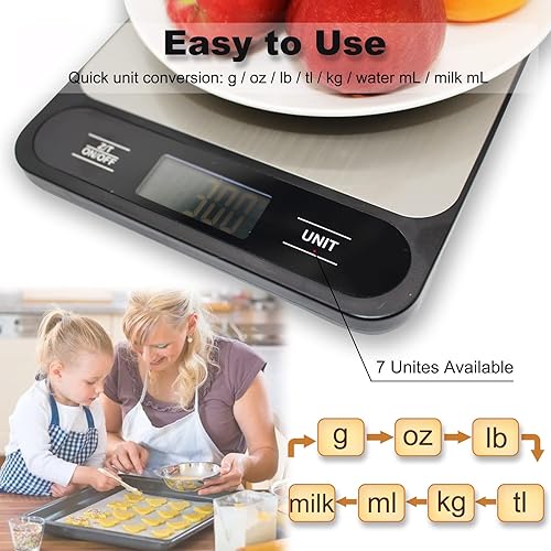 Miniatura 3 de Báscula de cocina de alimentos, 22.0 lbs y 22 libras digitales gramos y onzas para perder peso