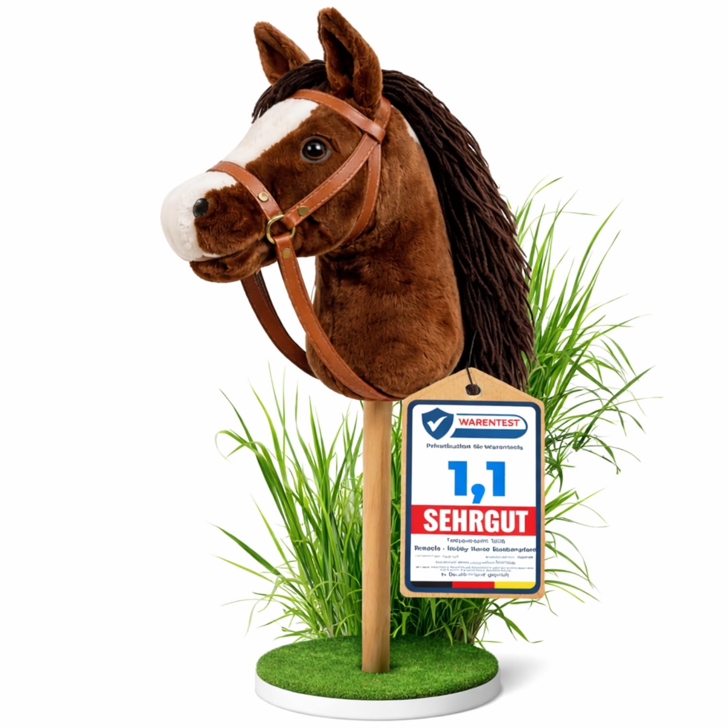 Zenovia Hobby Horse Steckenpferd Braun – Turnierfähiges Stockpferd ab 3 bis 6 Jahren Jahren – ohne Räder, Griffe & Geräusche – leicht & realistisch – für Hobby Horsing – in Geschenkverpackung